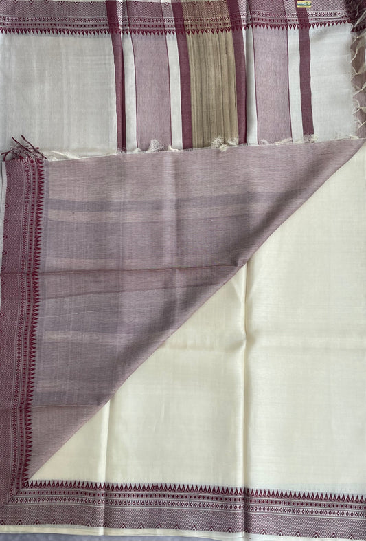 Vidarbha Tussar Silk - Beige with Simple Border