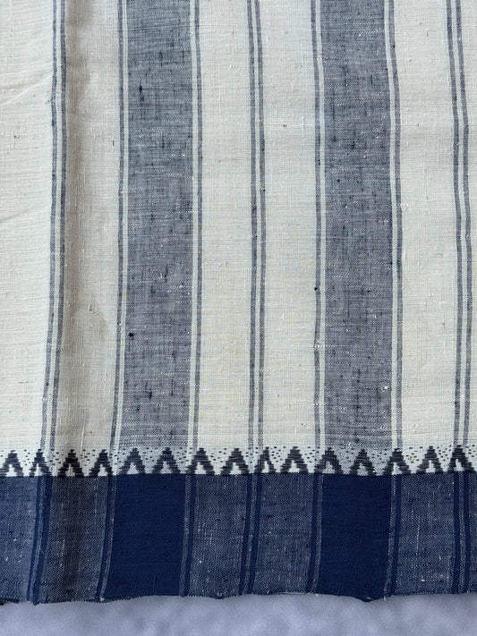 Ponduru Khadi Saree - (White with blue border)