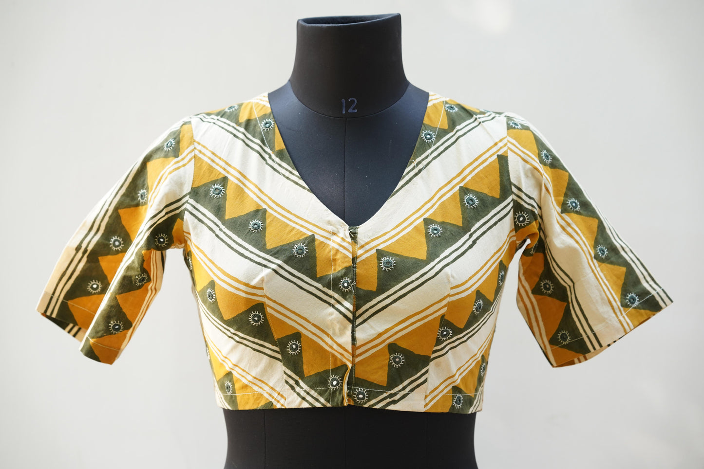 Printed Cotton Blouse with Mirrors