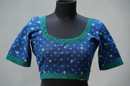 Printed Cotton Blouse with mirrors Back Open