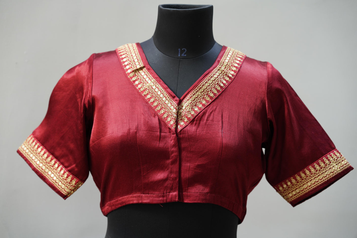 Silk Blouse with Embroidery Front Open