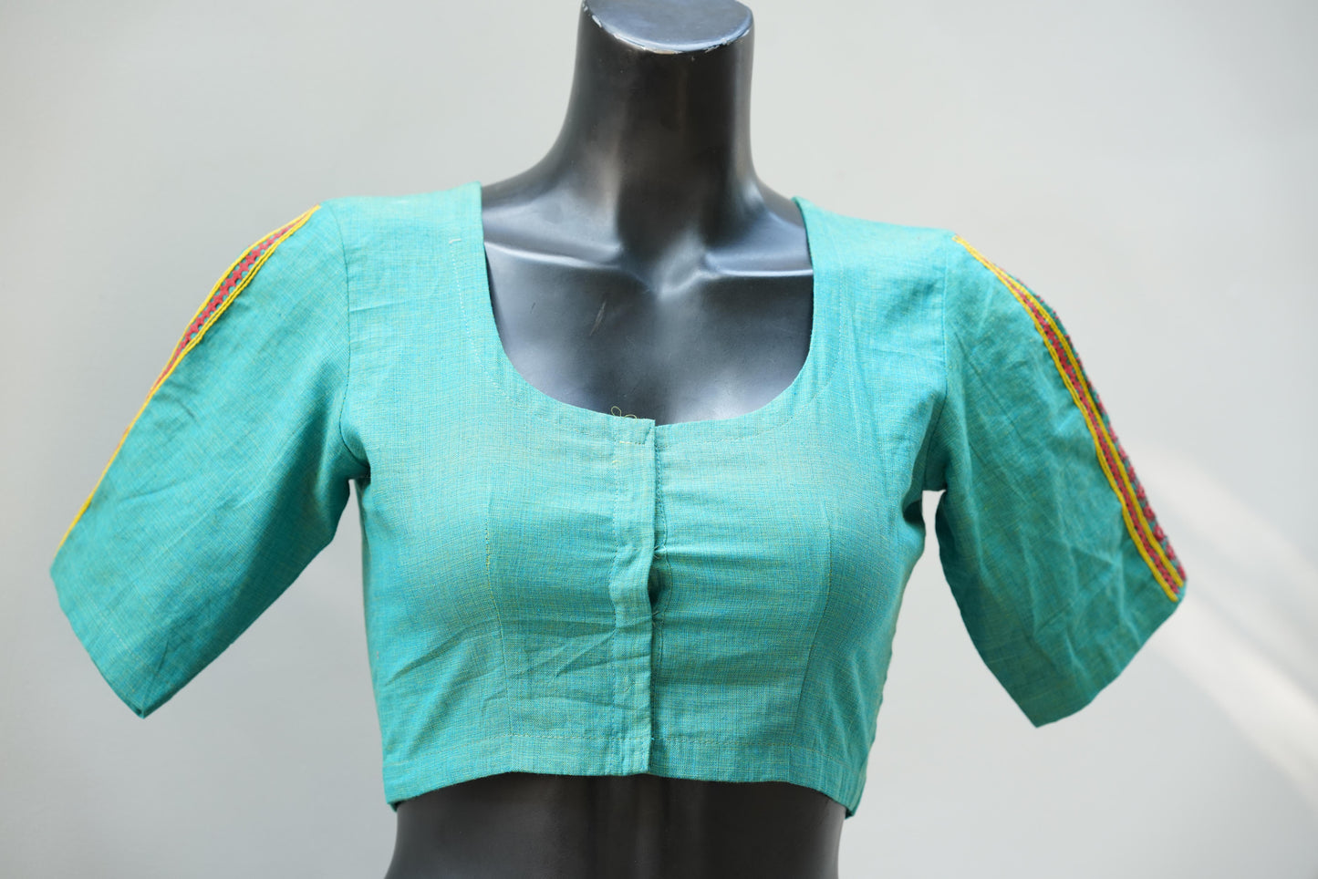 Plain Cotton Blouse with Embroidery